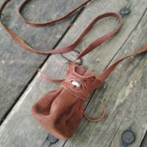 Sterling Silver Buckskin Leather Necklace Pouch - Medicine Bag - Spirit Pouch - Amulet Necklace